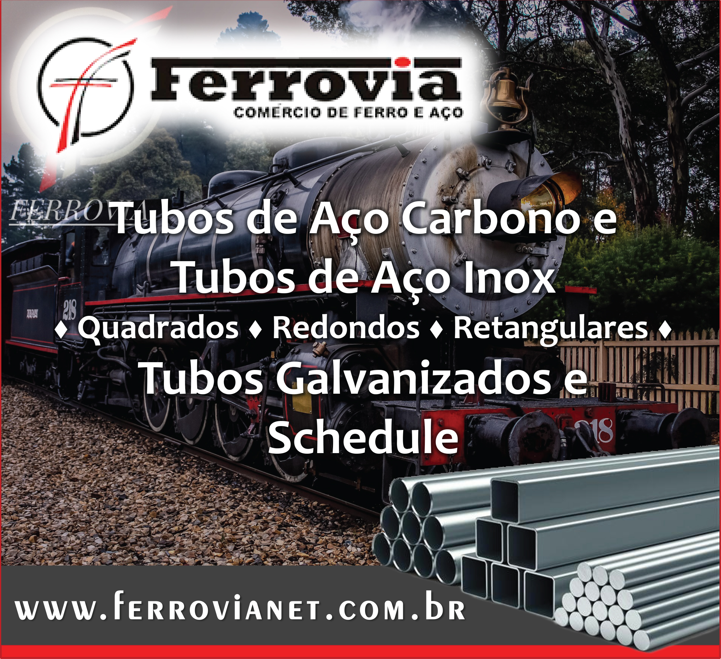 Ferrovia Comércio de Tubos quadrados, redondos e retangulares